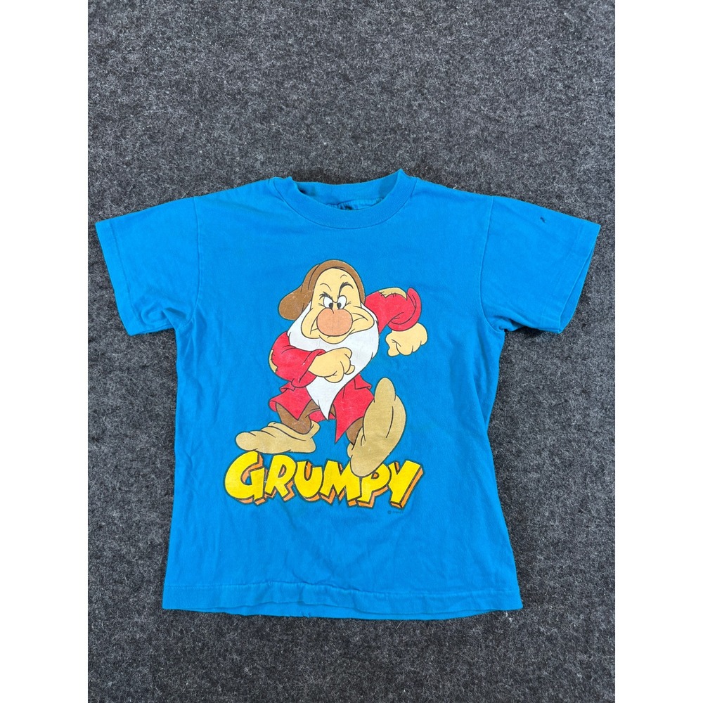 Vintage 90s Disney Grumpy Dwarf T Shirt Kids Medium Blue USA Snow White
